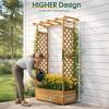 imageOutvita 45 Raised Garden Bed with Trellis Wood Planter Box with Hanging Roof Side Trellis and Drainage Holes Above Ground Elevated Garden Bed for Outdoor Climbing Plants VegetablesTeak ColorTeak Color
