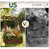 imageOutvita 45 Raised Garden Bed with Trellis Wood Planter Box with Hanging Roof Side Trellis and Drainage Holes Above Ground Elevated Garden Bed for Outdoor Climbing Plants VegetablesTeak ColorCarbonized Color