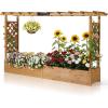 imageOutvita 45 Raised Garden Bed with Trellis Wood Planter Box with Hanging Roof Side Trellis and Drainage Holes Above Ground Elevated Garden Bed for Outdoor Climbing Plants VegetablesTeak ColorTeak Color