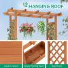 imageOutvita 45 Raised Garden Bed with Trellis Wood Planter Box with Hanging Roof Side Trellis and Drainage Holes Above Ground Elevated Garden Bed for Outdoor Climbing Plants VegetablesTeak ColorTeak Color
