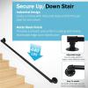 imageOutvita 4FT Metal Industrial Stairs Black Grab Wall Handrail Staircase Steps Hand Rail Safety Bar Handle for Indoor Exterior Outdoor Deck Heavy Duty Support Stairs Bars Wall Elderly Frame Pipe4 Feet