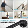 imageOutvita 4FT Metal Industrial Stairs Black Grab Wall Handrail Staircase Steps Hand Rail Safety Bar Handle for Indoor Exterior Outdoor Deck Heavy Duty Support Stairs Bars Wall Elderly Frame Pipe12 Feet