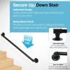 imageOutvita 4FT Metal Industrial Stairs Black Grab Wall Handrail Staircase Steps Hand Rail Safety Bar Handle for Indoor Exterior Outdoor Deck Heavy Duty Support Stairs Bars Wall Elderly Frame Pipe3 Feet