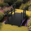 imageOutvita 5 ft Garden Wooden Bridge Arch Stained Finish with Safety Rails Outdoor Footbridge for Backyard Creek Farm Decorative Pond Bridge5ftblack