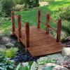 imageOutvita 5 ft Garden Wooden Bridge Arch Stained Finish with Safety Rails Outdoor Footbridge for Backyard Creek Farm Decorative Pond Bridge5ftcarbonated