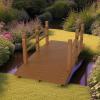 imageOutvita 5 ft Garden Wooden Bridge Arch Stained Finish with Safety Rails Outdoor Footbridge for Backyard Creek Farm Decorative Pond Bridge5ftdark brown