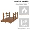 imageOutvita 5 ft Garden Wooden Bridge Arch Stained Finish with Safety Rails Outdoor Footbridge for Backyard Creek Farm Decorative Pond Bridge5ftdark brown