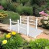 imageOutvita 5 ft Garden Wooden Bridge Arch Stained Finish with Safety Rails Outdoor Footbridge for Backyard Creek Farm Decorative Pond Bridge5ftwhite