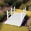 imageOutvita 5 ft Garden Wooden Bridge Arch Stained Finish with Safety Rails Outdoor Footbridge for Backyard Creek Farm Decorative Pond Bridge5ftwhite