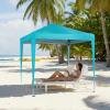 imageOutvita 5x5ft Pop Up Canopy Tent Outdoor Instant Shelter Folding Canopy with Carry Bag and 2pcs Sidewalls for Commercial Events Party Backyard BBQ Camping White6565 Lake Blue4 side walls