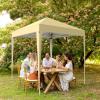 imageOutvita 5x5ft Pop Up Canopy Tent Outdoor Instant Shelter Folding Canopy with Carry Bag and 2pcs Sidewalls for Commercial Events Party Backyard BBQ Camping White6565 Khaki4 side walls