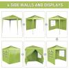 imageOutvita 5x5ft Pop Up Canopy Tent Outdoor Instant Shelter Folding Canopy with Carry Bag and 2pcs Sidewalls for Commercial Events Party Backyard BBQ Camping White6565 Grass Green4 side walls