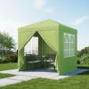 imageOutvita 5x5ft Pop Up Canopy Tent Outdoor Instant Shelter Folding Canopy with Carry Bag and 2pcs Sidewalls for Commercial Events Party Backyard BBQ Camping White6565 Grass Green4 side walls
