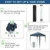 imageOutvita 5x5ft Pop Up Canopy Tent Outdoor Instant Shelter Folding Canopy with Carry Bag and 2pcs Sidewalls for Commercial Events Party Backyard BBQ Camping White6565 Blue4 side walls