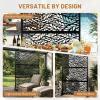 imageOutvita 72 H x 47 W Metal Privacy Screen Indoor Outdoor Privacy Fence Panels Balcony Patio Screen Freestanding Panels for Patio GardenLeaf