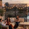imageOutvita 72 H x 47 W Metal Privacy Screen Indoor Outdoor Privacy Fence Panels Balcony Patio Screen Freestanding Panels for Patio GardenLeaf