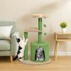 imageOutvita Cat Tree 275in Small Cat Tower MultiLevel Cat Tree Tower with Cat Scratching Post and Pad Cozy Cat Condo Padded Top Bed for Kittens and Indoor Cats Yellow amp Green33 Beige  Green