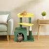 imageOutvita Cat Tree 275in Small Cat Tower MultiLevel Cat Tree Tower with Cat Scratching Post and Pad Cozy Cat Condo Padded Top Bed for Kittens and Indoor Cats Yellow amp Green275 Yellow  Green