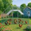 imageOutvita Chicken Coop 65 x 10 FT Large Metal Chicken House Poultry Habitat Cage with Waterproof Cover Walkin Chicken Run Pen for Small Animals Yard Farm Patio1310 FT