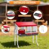 imageOutvita Chicken Nesting Boxes 8 Compartments Metal Nesting Boxes for Chickens with Metal Legs Wall Mount for Laying Eggs with Swing Perch and Roll Away Egg Collection for Chicken Coop RedRed