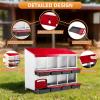 imageOutvita Chicken Nesting Boxes 8 Compartments Metal Nesting Boxes for Chickens with Metal Legs Wall Mount for Laying Eggs with Swing Perch and Roll Away Egg Collection for Chicken Coop RedRed