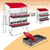 imageOutvita Chicken Nesting Boxes 8 Compartments Metal Nesting Boxes for Chickens with Metal Legs Wall Mount for Laying Eggs with Swing Perch and Roll Away Egg Collection for Chicken Coop RedRed