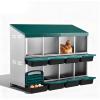 imageOutvita Chicken Nesting Boxes 8 Compartments Metal Nesting Boxes for Chickens with Metal Legs Wall Mount for Laying Eggs with Swing Perch and Roll Away Egg Collection for Chicken Coop RedGreen