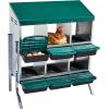 imageOutvita Chicken Nesting Boxes 8 Compartments Metal Nesting Boxes for Chickens with Metal Legs Wall Mount for Laying Eggs with Swing Perch and Roll Away Egg Collection for Chicken Coop RedGreen