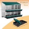 imageOutvita Chicken Nesting Boxes 8 Compartments Metal Nesting Boxes for Chickens with Metal Legs Wall Mount for Laying Eggs with Swing Perch and Roll Away Egg Collection for Chicken Coop RedGreen