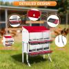 imageOutvita Chicken Nesting Boxes 8 Compartments Metal Nesting Boxes for Chickens with Metal Legs Wall Mount for Laying Eggs with Swing Perch and Roll Away Egg Collection for Chicken Coop RedRed
