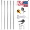 imageOutvita Flag Pole for Outside Aluminum Alloy 25FT Sectional Flagpole with 3x5 USA Flag Gold Ball Top Halyard Rope PVC Sleeve for Commercial Residential Yard Garden Silver PoleConnect polesSilver20ft