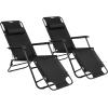 imageOutvita Folding Chaise Lounge Chair Outdoor Adjustable Recliner Chair with Pillow for Camping Beach Poolside Garden Backyard LawnBlack