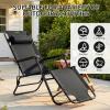 imageOutvita Folding Chaise Lounge Chair Outdoor Adjustable Recliner Chair with Pillow for Camping Beach Poolside Garden Backyard LawnBlack