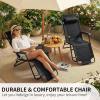 imageOutvita Folding Chaise Lounge Chair Outdoor Adjustable Recliner Chair with Pillow for Camping Beach Poolside Garden Backyard LawnBlack