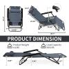 imageOutvita Folding Chaise Lounge Chair Outdoor Adjustable Recliner Chair with Pillow for Camping Beach Poolside Garden Backyard LawnGrey
