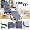 imageOutvita Folding Chaise Lounge Chair Outdoor Adjustable Recliner Chair with Pillow for Camping Beach Poolside Garden Backyard LawnGrey
