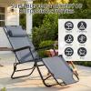 imageOutvita Folding Chaise Lounge Chair Outdoor Adjustable Recliner Chair with Pillow for Camping Beach Poolside Garden Backyard LawnGrey