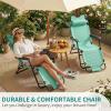imageOutvita Folding Chaise Lounge Chair Outdoor Adjustable Recliner Chair with Pillow for Camping Beach Poolside Garden Backyard LawnMint Green