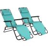 imageOutvita Folding Chaise Lounge Chair Outdoor Adjustable Recliner Chair with Pillow for Camping Beach Poolside Garden Backyard LawnMint Green