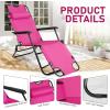 imageOutvita Folding Chaise Lounge Chair Outdoor Adjustable Recliner Chair with Pillow for Camping Beach Poolside Garden Backyard LawnPink