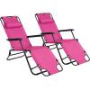 imageOutvita Folding Chaise Lounge Chair Outdoor Adjustable Recliner Chair with Pillow for Camping Beach Poolside Garden Backyard LawnPink