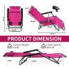 imageOutvita Folding Chaise Lounge Chair Outdoor Adjustable Recliner Chair with Pillow for Camping Beach Poolside Garden Backyard LawnPink