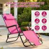 imageOutvita Folding Chaise Lounge Chair Outdoor Adjustable Recliner Chair with Pillow for Camping Beach Poolside Garden Backyard LawnPink