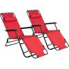 imageOutvita Folding Chaise Lounge Chair Outdoor Adjustable Recliner Chair with Pillow for Camping Beach Poolside Garden Backyard LawnRed
