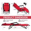 imageOutvita Folding Chaise Lounge Chair Outdoor Adjustable Recliner Chair with Pillow for Camping Beach Poolside Garden Backyard LawnRed