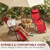 imageOutvita Folding Chaise Lounge Chair Outdoor Adjustable Recliner Chair with Pillow for Camping Beach Poolside Garden Backyard LawnRed