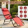 imageOutvita Folding Chaise Lounge Chair Outdoor Adjustable Recliner Chair with Pillow for Camping Beach Poolside Garden Backyard LawnRed
