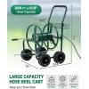 imageOutvita Garden Hose Reel Cart Lawn Water Planting Cart with PU Wheels Heavy Duty Outdoor Yard Water Planting Truck Holds 300Feet of 58Inch Hose with Storage Basket for Patio FarmGreenGreen