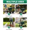 imageOutvita Garden Hose Reel Cart Lawn Water Planting Cart with PU Wheels Heavy Duty Outdoor Yard Water Planting Truck Holds 300Feet of 58Inch Hose with Storage Basket for Patio FarmGreenBlack
