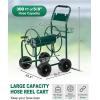 imageOutvita Garden Hose Reel Cart Lawn Water Planting Cart with PU Wheels Heavy Duty Outdoor Yard Water Planting Truck Holds 300Feet of 58Inch Hose with Storage Basket for Patio FarmGreenGreen